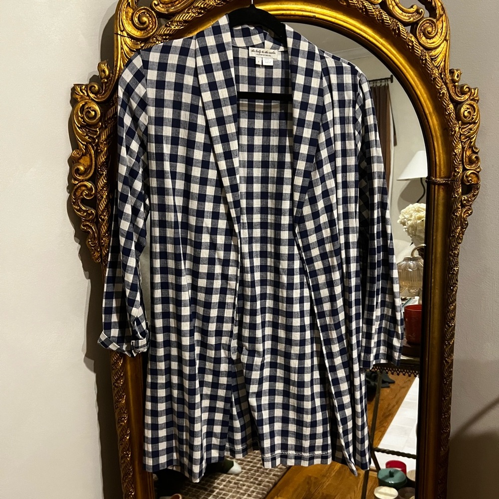 Navy and White Gingham Blazer